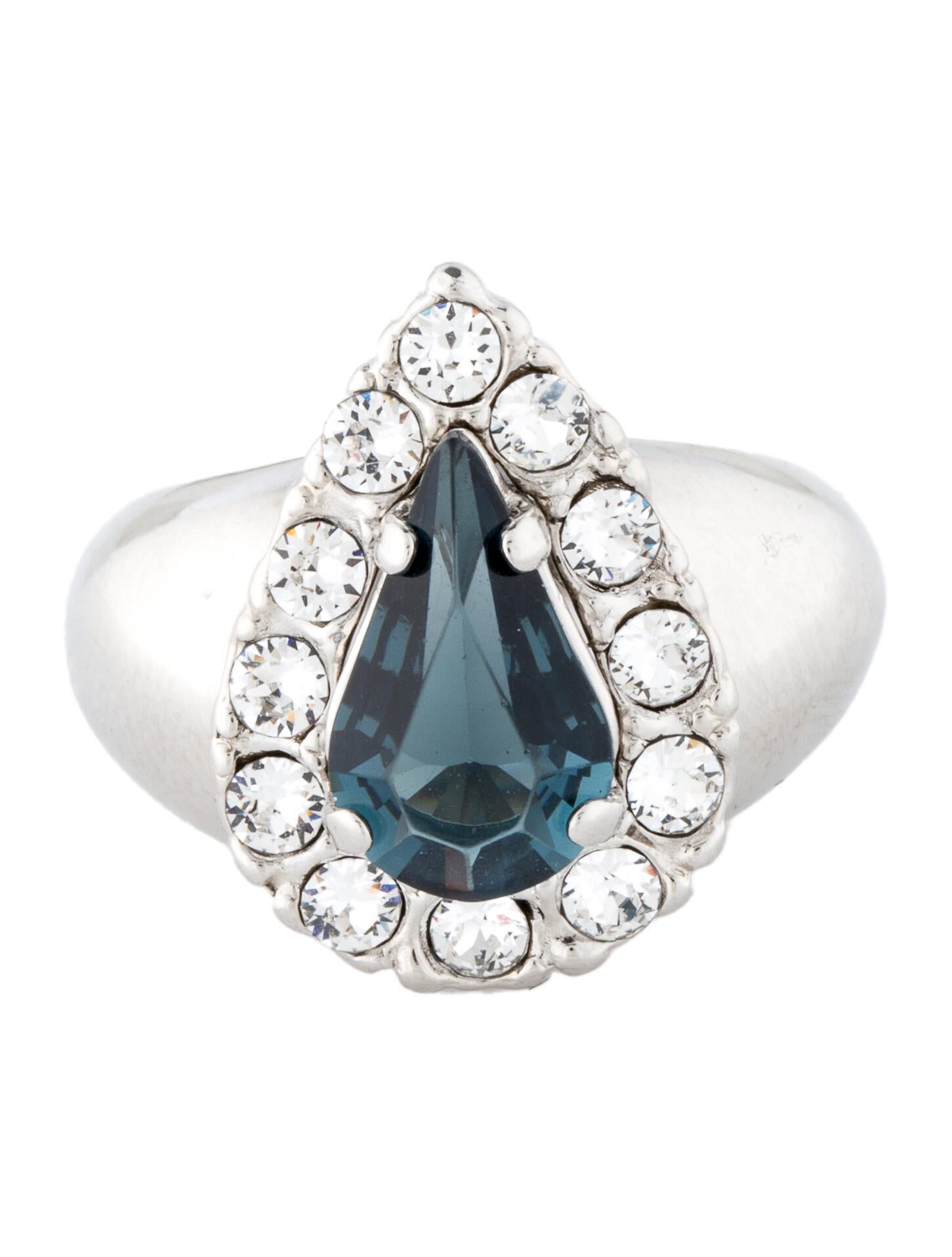 Saint Laurent Crystal Pear Princess Cocktail Ring